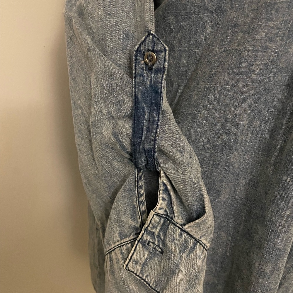 Tantrums Chambray Bib Denim top 100 Cotton Blue Acid Wash Size XL - Picture 7 of 13